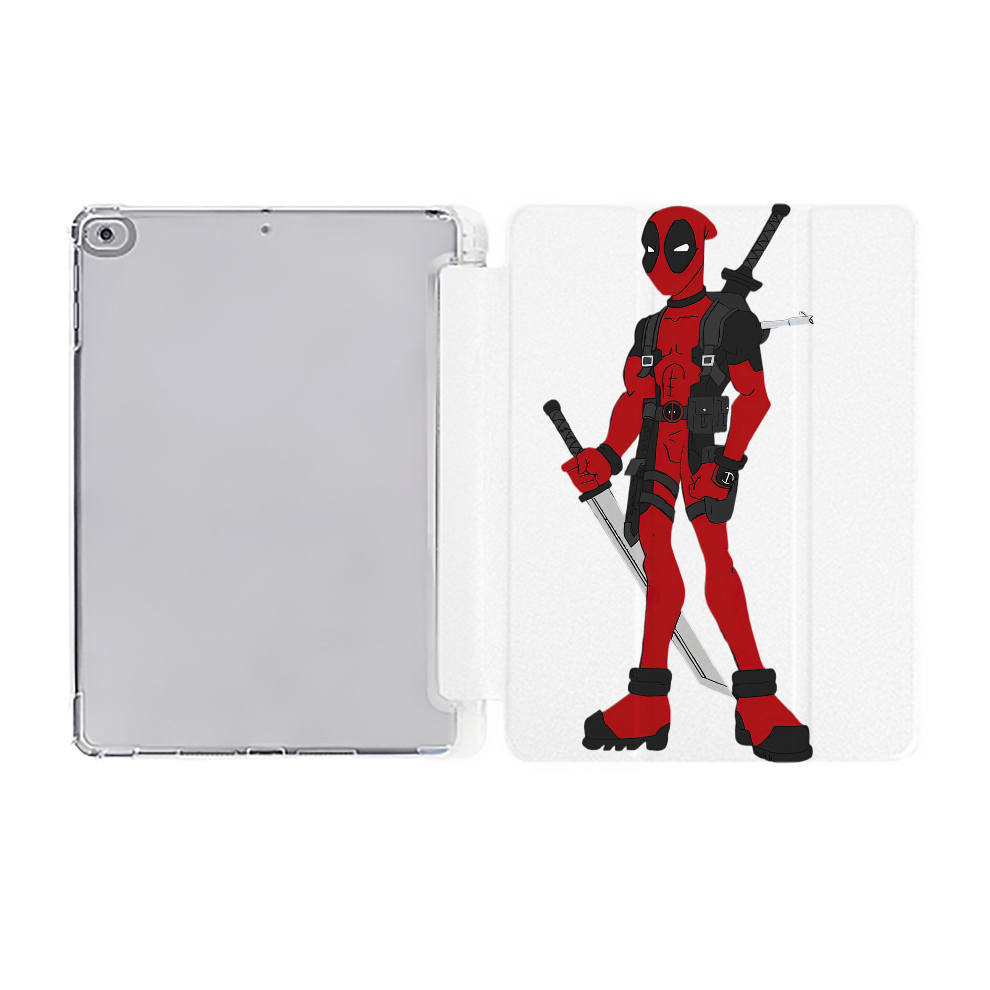 （画像用） Deadpool デッドプール IPad ケース ペン収納付き 三つ折りスタンド PUレザー×シリコン 対応機種9.5/10.5/10.9インチ